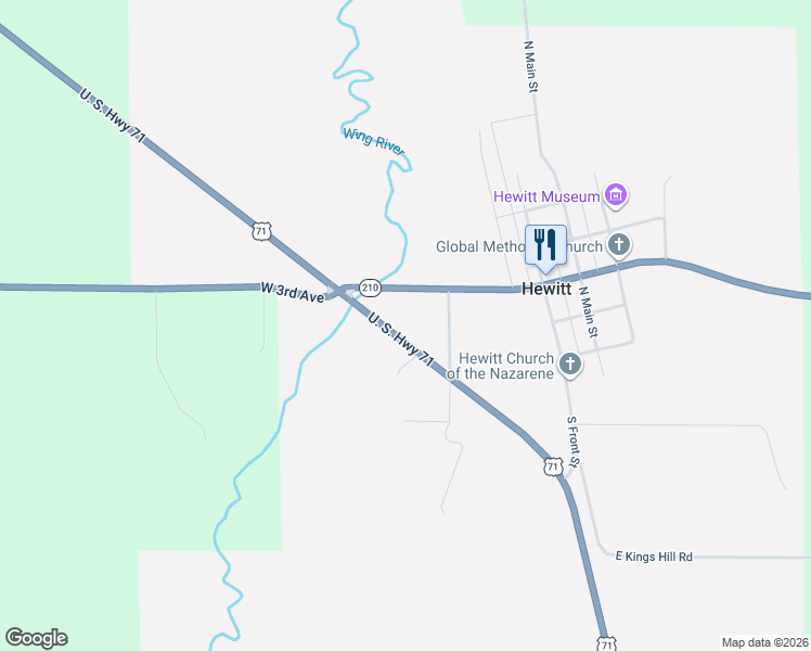 map of restaurants, bars, coffee shops, grocery stores, and more near 302 U.S. 71 in Hewitt