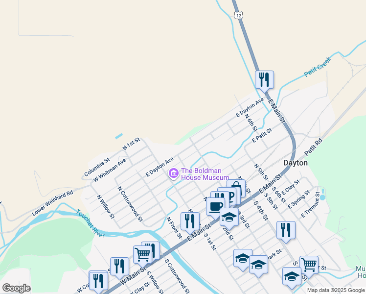 map of restaurants, bars, coffee shops, grocery stores, and more near 303 East Dayton Avenue in Dayton