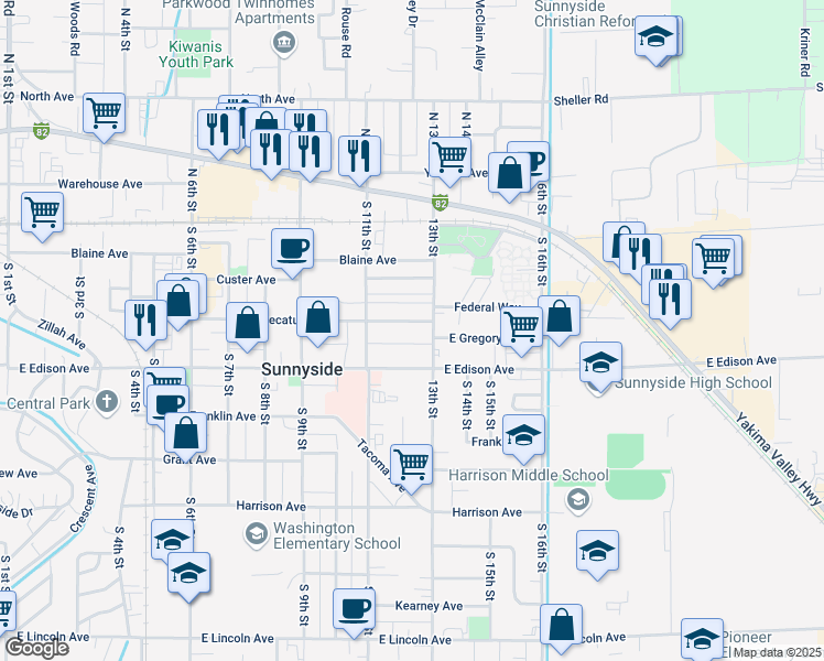 map of restaurants, bars, coffee shops, grocery stores, and more near 1209 Decatur Avenue in Sunnyside
