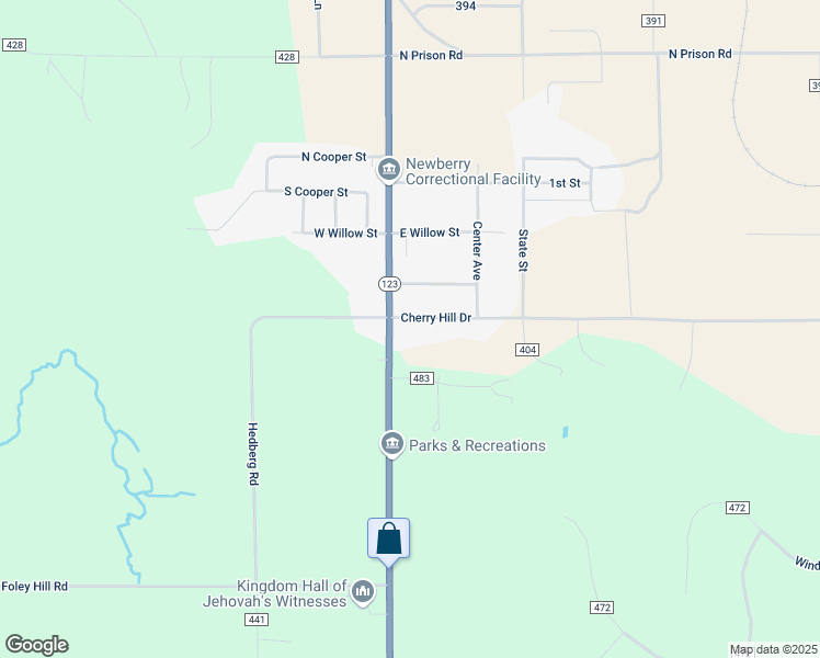 map of restaurants, bars, coffee shops, grocery stores, and more near Newberry Avenue in Newberry