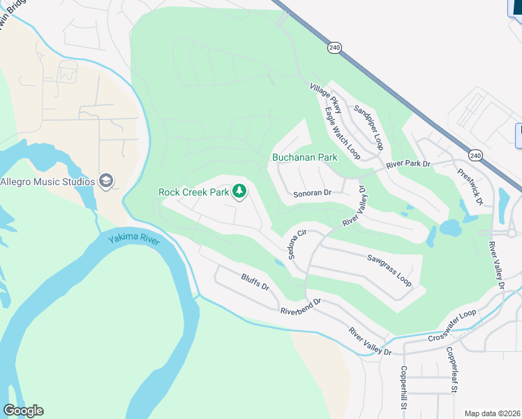 map of restaurants, bars, coffee shops, grocery stores, and more near 2906 Redrock Ridge Loop in Richland