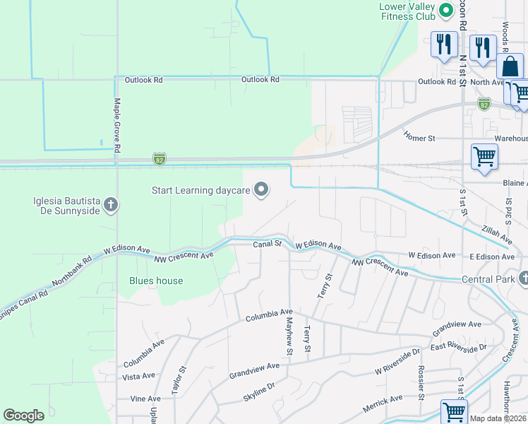 map of restaurants, bars, coffee shops, grocery stores, and more near 704 West Edison Avenue in Sunnyside