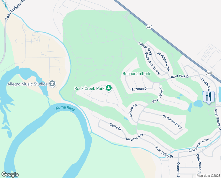 map of restaurants, bars, coffee shops, grocery stores, and more near 2953 Redrock Ridge Loop in Richland