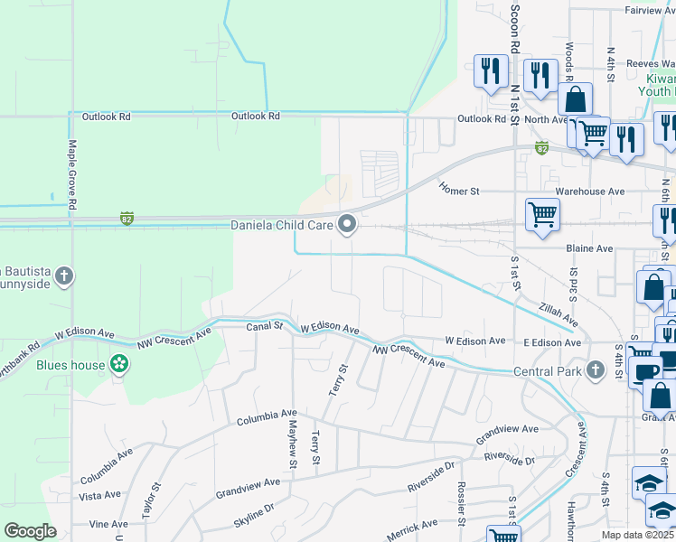 map of restaurants, bars, coffee shops, grocery stores, and more near 308 Villa Real Dr in Sunnyside