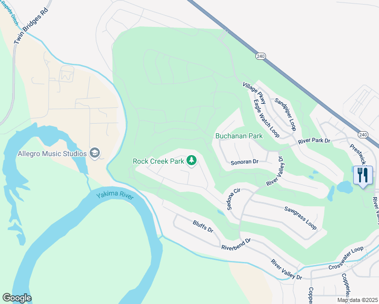 map of restaurants, bars, coffee shops, grocery stores, and more near 2953-2967 Redrock Ridge Loop in Richland