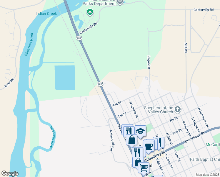map of restaurants, bars, coffee shops, grocery stores, and more near 704 North Front Street in Townsend