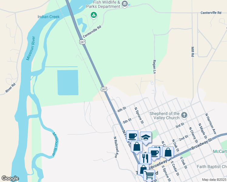 map of restaurants, bars, coffee shops, grocery stores, and more near 704 North Front Street in Townsend