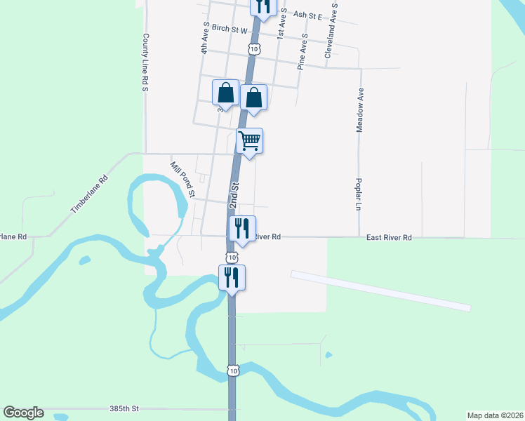 map of restaurants, bars, coffee shops, grocery stores, and more near 956 U.S. 10 in Motley