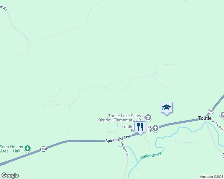 map of restaurants, bars, coffee shops, grocery stores, and more near 4842 Spirit Lake Highway in Silver Lake