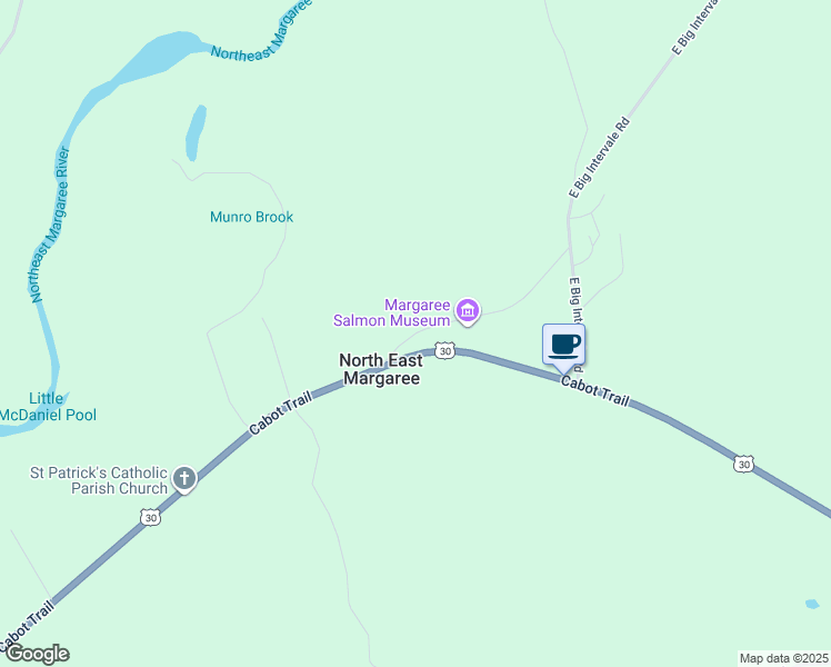 map of restaurants, bars, coffee shops, grocery stores, and more near West Big Intervale Road in Inverness County