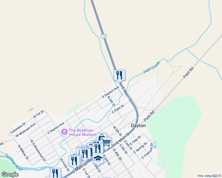 map of restaurants, bars, coffee shops, grocery stores, and more near 707 East Dayton Avenue in Dayton