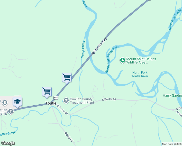 map of restaurants, bars, coffee shops, grocery stores, and more near 500 South Toutle Road in Toutle