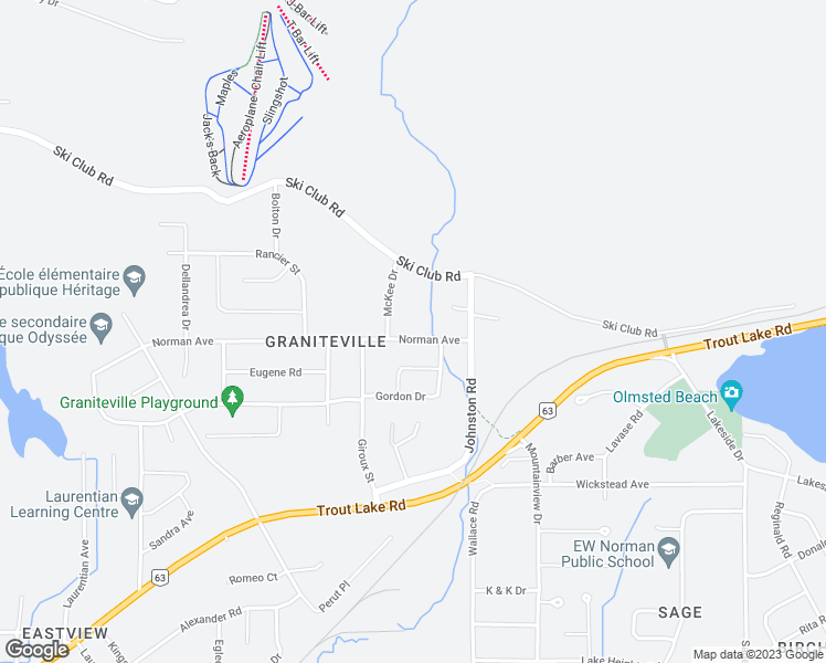 map of restaurants, bars, coffee shops, grocery stores, and more near 824 Norman Avenue in North Bay