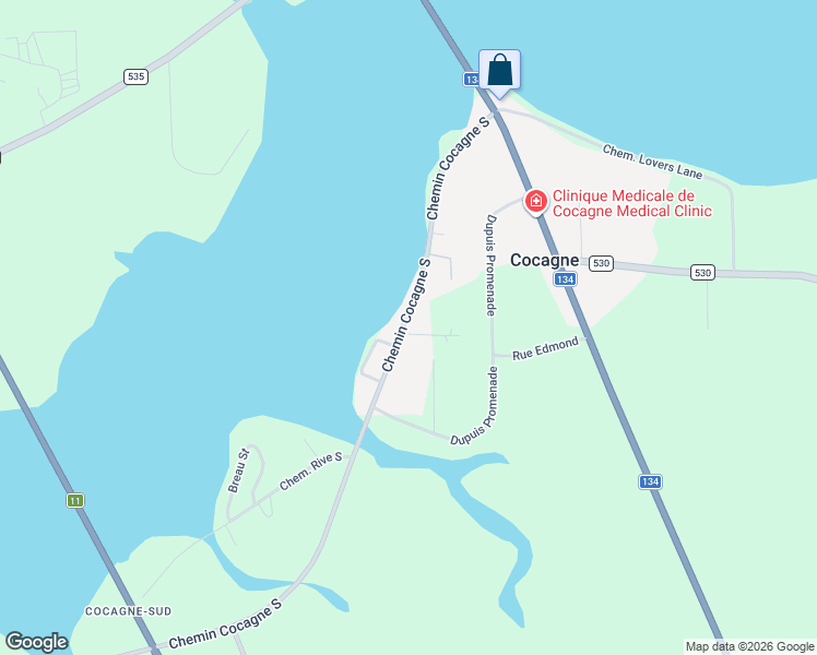 map of restaurants, bars, coffee shops, grocery stores, and more near 135 Chemin Cocagne Sud in Cocagne