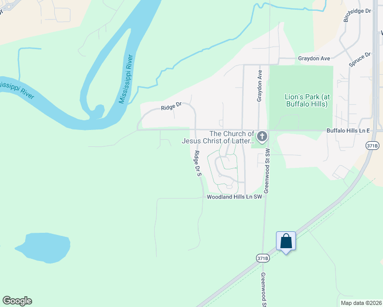 map of restaurants, bars, coffee shops, grocery stores, and more near 2422 Ridge Drive South in Brainerd