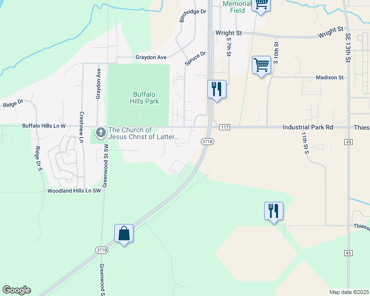 map of restaurants, bars, coffee shops, grocery stores, and more near 2403 Hillcrest Drive in Brainerd