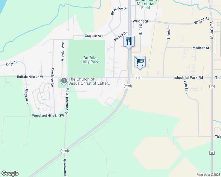 map of restaurants, bars, coffee shops, grocery stores, and more near 2403 Hillcrest Drive in Brainerd