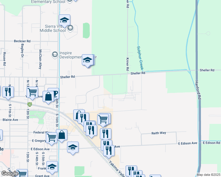 map of restaurants, bars, coffee shops, grocery stores, and more near 1991 Sheller Rd in Sunnyside
