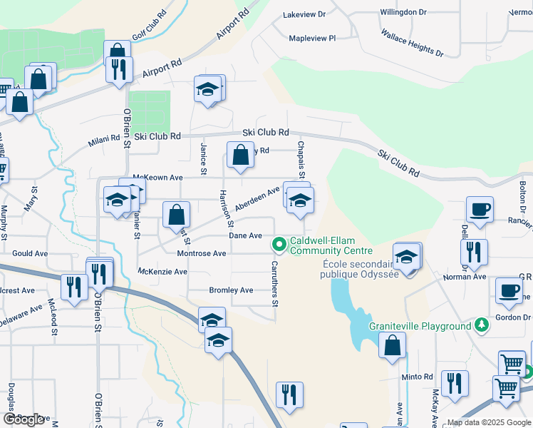 map of restaurants, bars, coffee shops, grocery stores, and more near 688 Moffat Avenue in North Bay