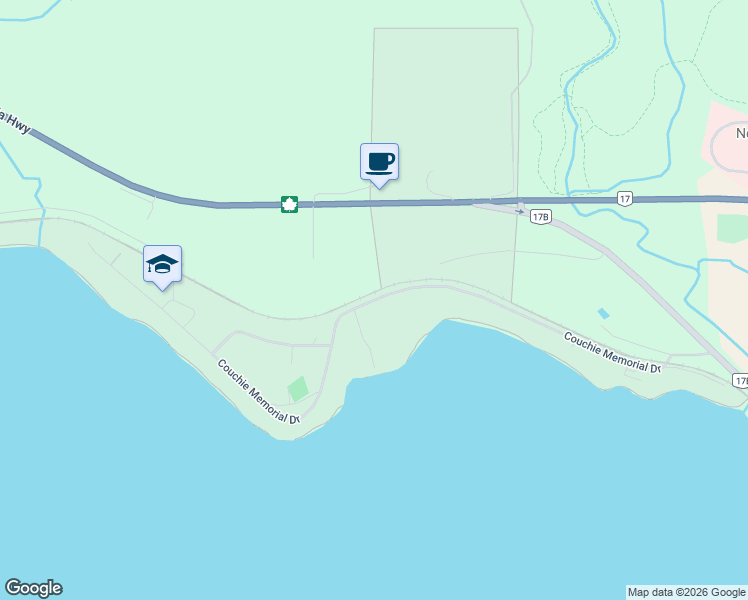 map of restaurants, bars, coffee shops, grocery stores, and more near Couchie Memorial Drive in North Bay