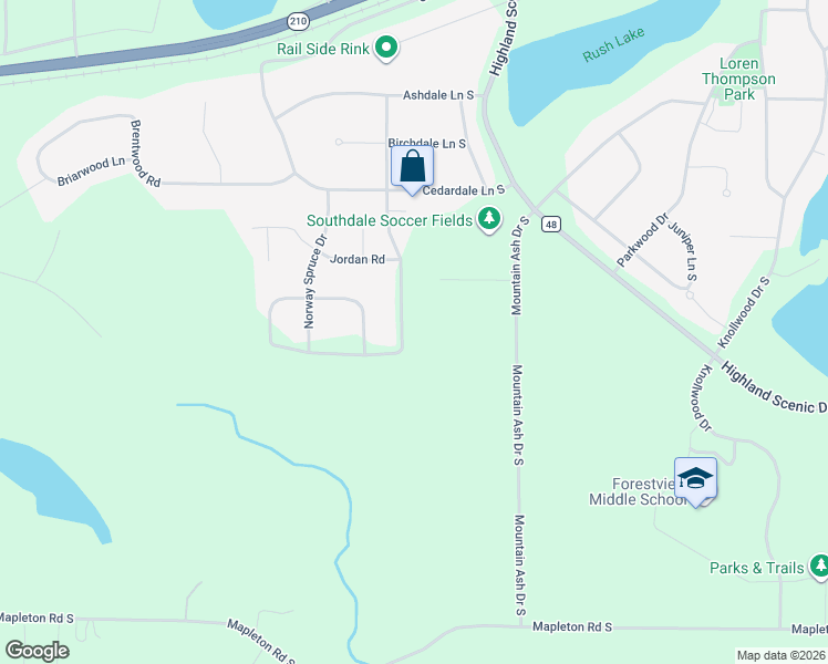 map of restaurants, bars, coffee shops, grocery stores, and more near 12546 2nd Street in Baxter