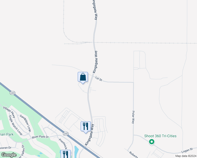 map of restaurants, bars, coffee shops, grocery stores, and more near 2675 1st Street in Richland