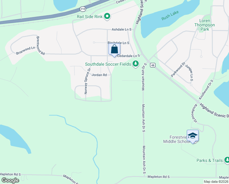 map of restaurants, bars, coffee shops, grocery stores, and more near 12546 2nd Street in Baxter