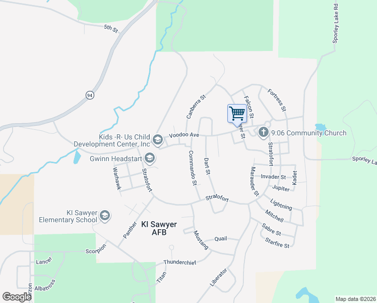 map of restaurants, bars, coffee shops, grocery stores, and more near 317 Commando Street in Gwinn