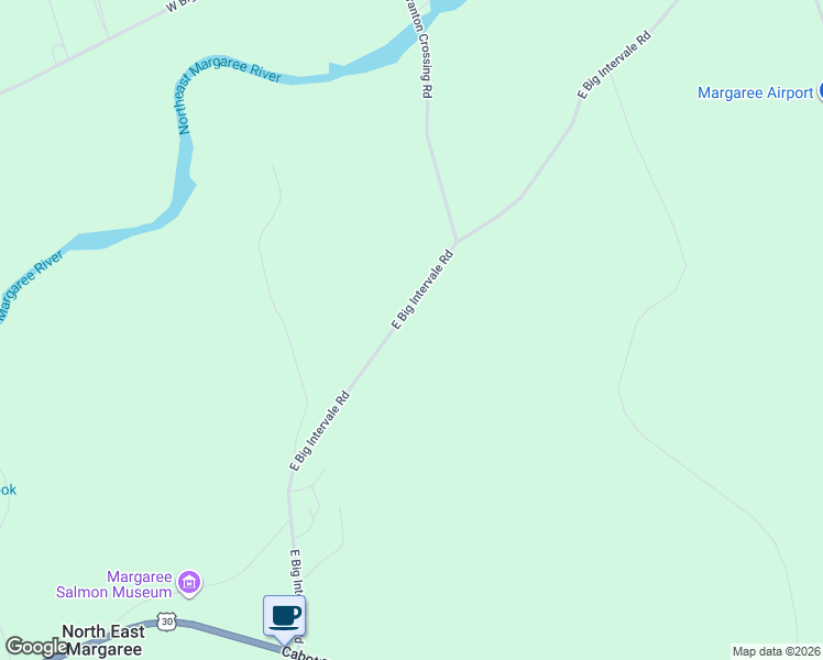map of restaurants, bars, coffee shops, grocery stores, and more near 0 East Big Intervale Road in North East Margaree