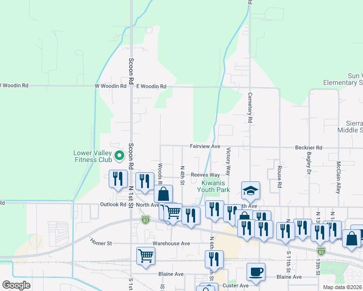 map of restaurants, bars, coffee shops, grocery stores, and more near 460 Fairview Ave in Sunnyside