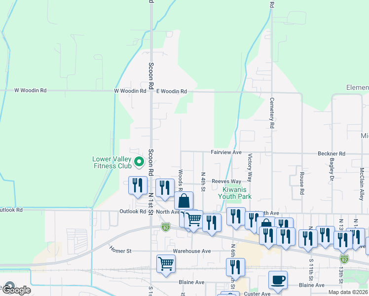 map of restaurants, bars, coffee shops, grocery stores, and more near 300-460 Fairview Ave in Sunnyside
