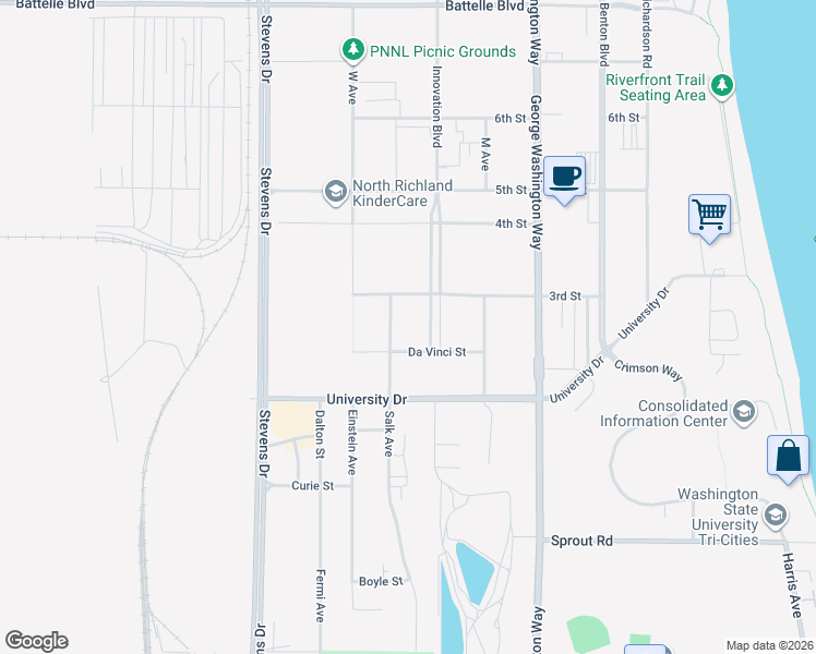 map of restaurants, bars, coffee shops, grocery stores, and more near 2894 Salk Avenue in Richland