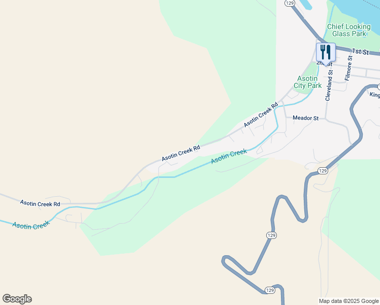 map of restaurants, bars, coffee shops, grocery stores, and more near 1041 Asotin Creek Road in Asotin