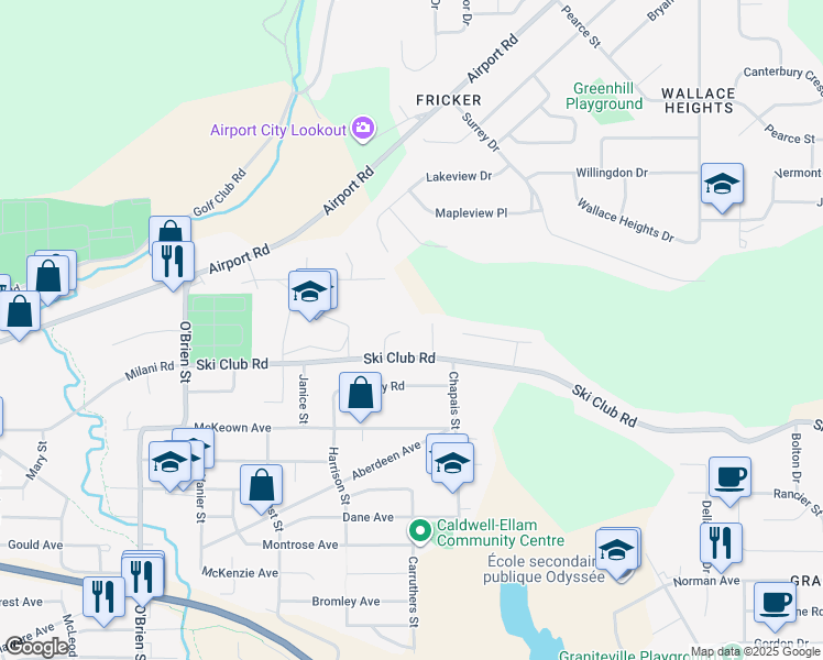 map of restaurants, bars, coffee shops, grocery stores, and more near 7 Olympia Court in North Bay