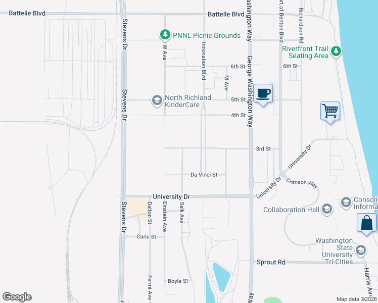 map of restaurants, bars, coffee shops, grocery stores, and more near 2894 Salk Avenue in Richland