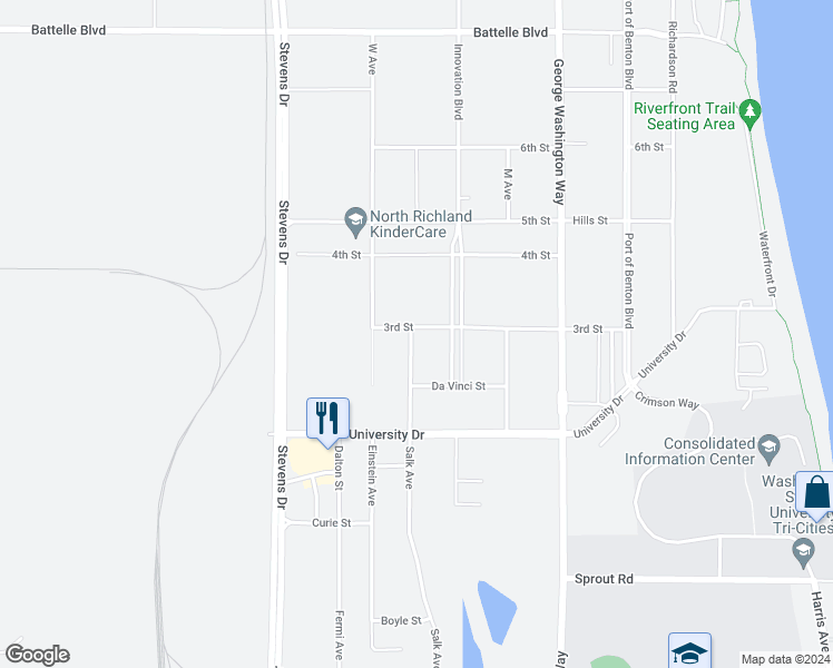 map of restaurants, bars, coffee shops, grocery stores, and more near 2894 Salk Avenue in Richland