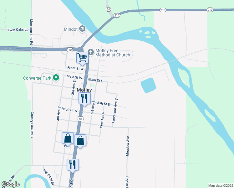 map of restaurants, bars, coffee shops, grocery stores, and more near in Motley