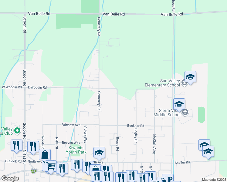 map of restaurants, bars, coffee shops, grocery stores, and more near 931 Rouse Rd in Sunnyside