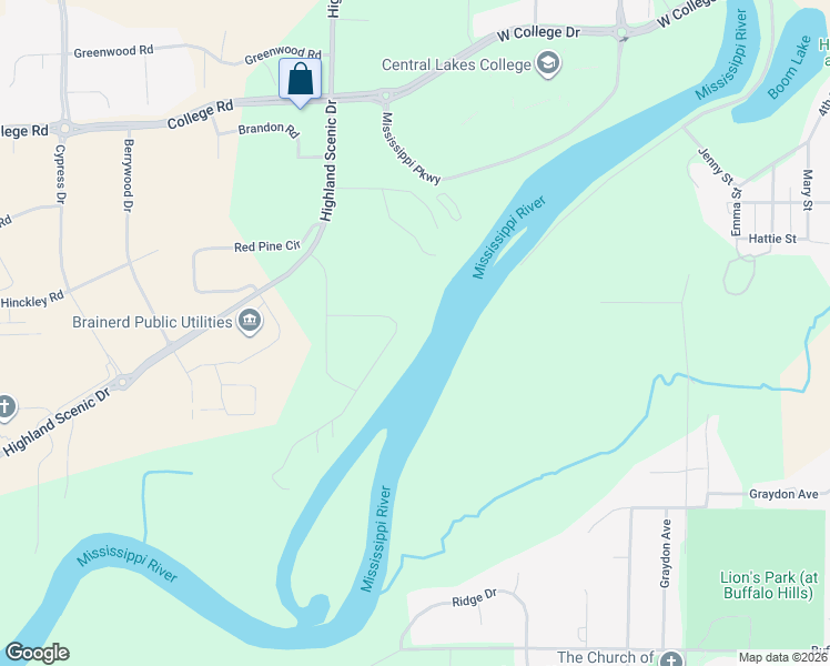 map of restaurants, bars, coffee shops, grocery stores, and more near 12886 Eagle Ridge Road South in Baxter