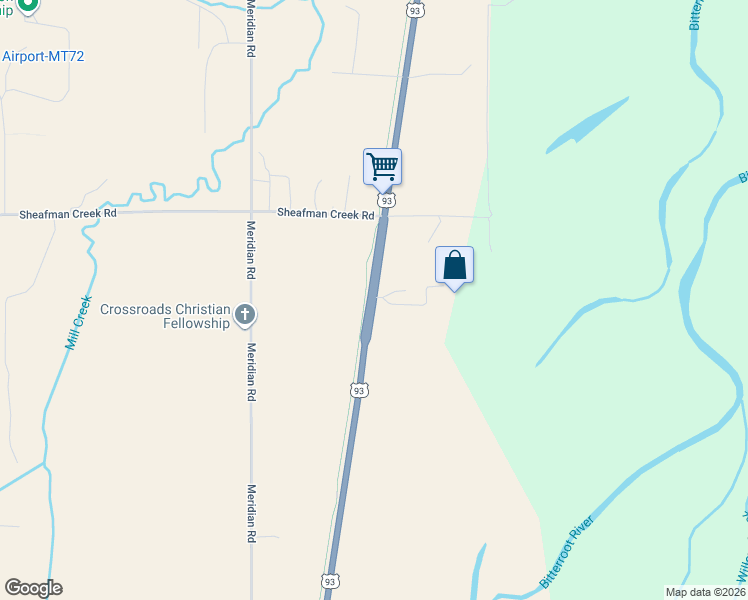 map of restaurants, bars, coffee shops, grocery stores, and more near 1286 U.S. 93 in Victor