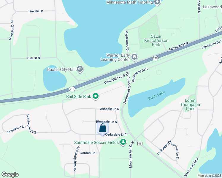 map of restaurants, bars, coffee shops, grocery stores, and more near in Baxter