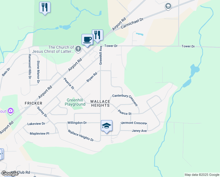 map of restaurants, bars, coffee shops, grocery stores, and more near 44 Nottingham Drive in North Bay