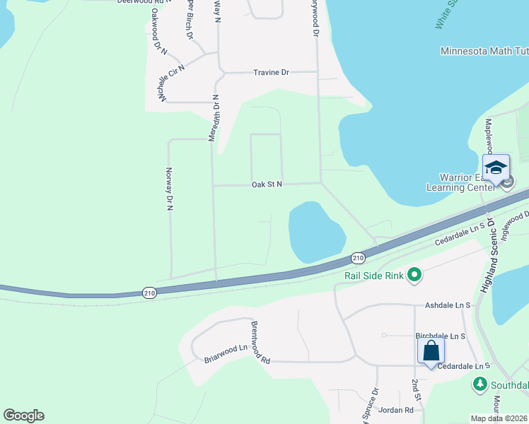 map of restaurants, bars, coffee shops, grocery stores, and more near 4825 Oak Street North in Baxter