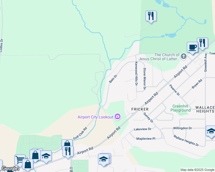 map of restaurants, bars, coffee shops, grocery stores, and more near 145 Bain Drive in North Bay