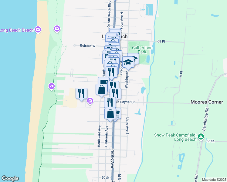 map of restaurants, bars, coffee shops, grocery stores, and more near 802 Pacific Avenue in Long Beach