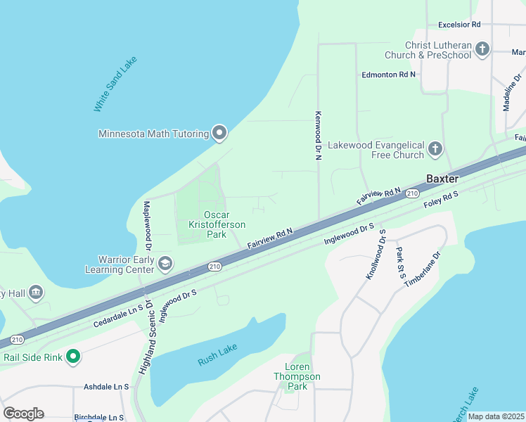 map of restaurants, bars, coffee shops, grocery stores, and more near 5797 Laverne Circle North in Baxter