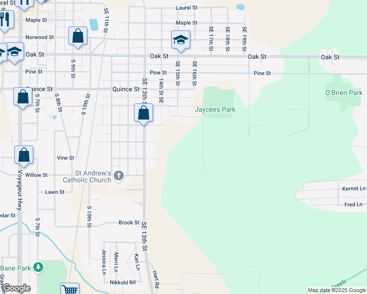 map of restaurants, bars, coffee shops, grocery stores, and more near 1004 Southeast 15th Street in Brainerd