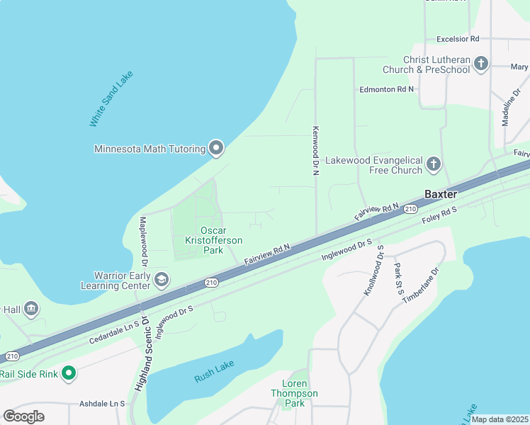 map of restaurants, bars, coffee shops, grocery stores, and more near 5827 Laverne Circle North in Baxter