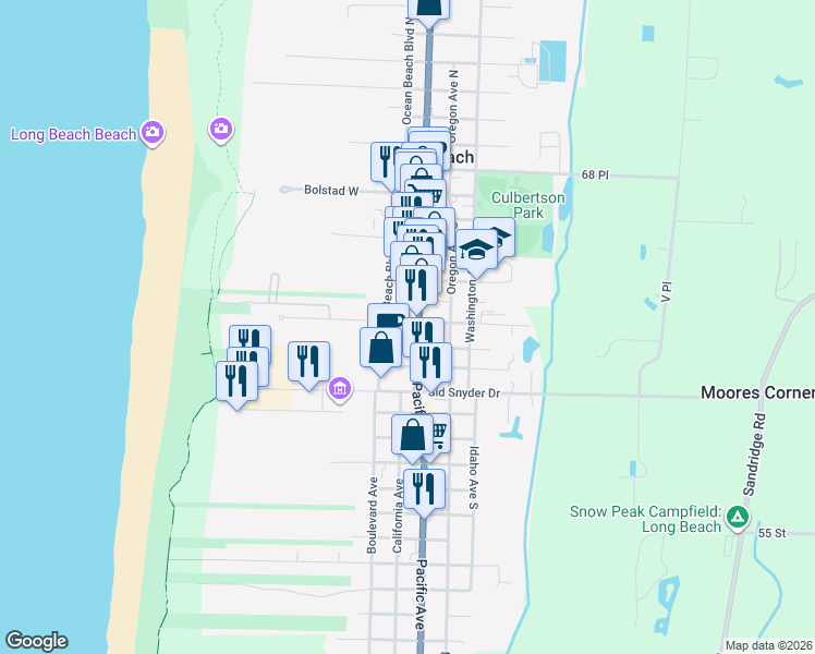 map of restaurants, bars, coffee shops, grocery stores, and more near 802 Pacific Avenue in Long Beach