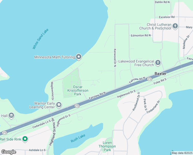 map of restaurants, bars, coffee shops, grocery stores, and more near 5796 Laverne Circle North in Baxter